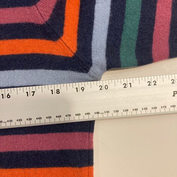 Nwot UNITED COLORS OF BENETTON Sweater M Wool Rainbow-Stripe Crew Long-Sleeve - Picture 7 of 9
